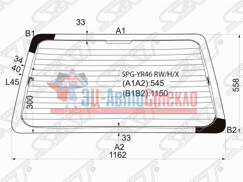 Стекло заднее с обогревом TOYOTA TOWNACE /NOAH (грузопассажирский) 96-07