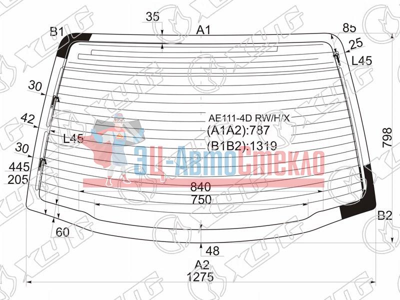 Стекло заднее с обогревом TOYOTA SPRINTER 4D SED 95-00