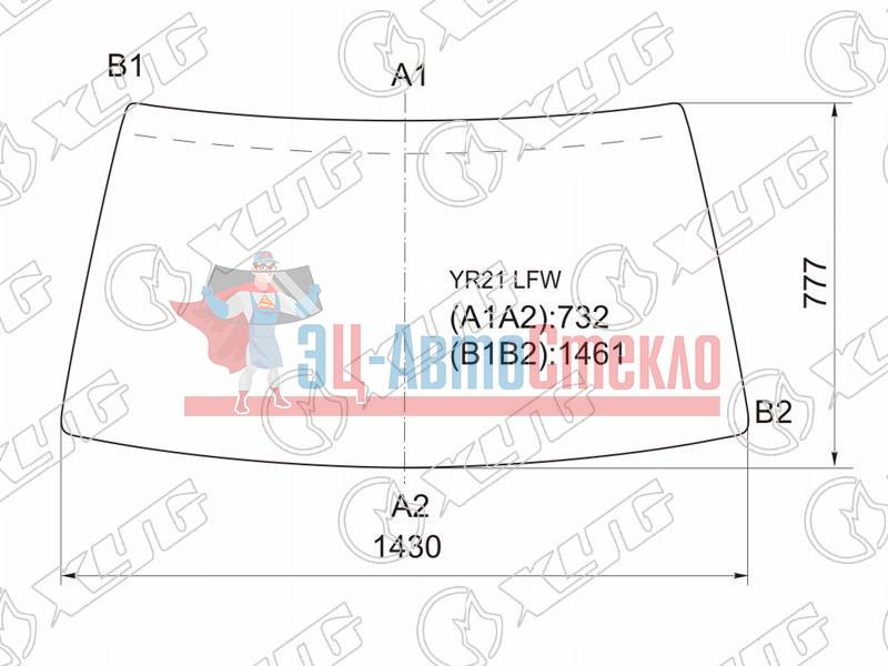 Стекло лобовое в резинку TOYOTA TOWNACE VAN 82-96