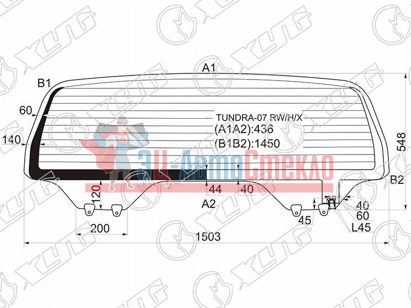 Стекло заднее с обогревом (опускное) TOYOTA TUNDRA 07-