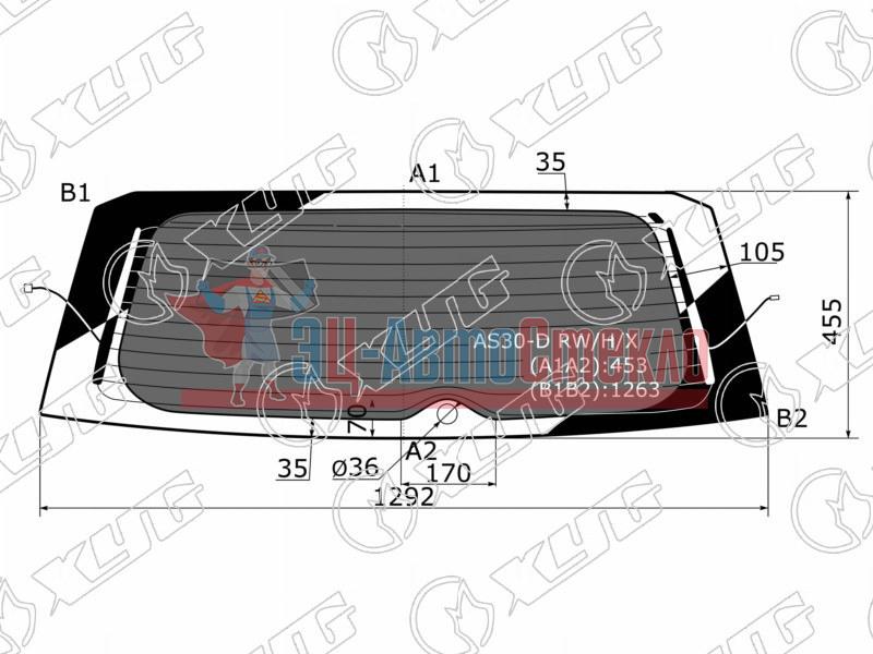 Стекло заднее затемненное с обогревом TOYOTA RAV4 #CA3# 05-12