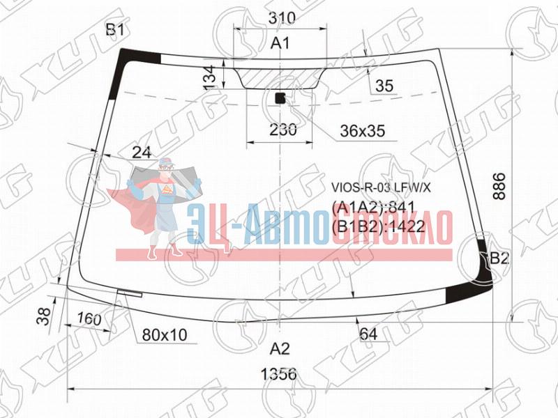 Стекло лобовое TOYOTA VIOS 02-07