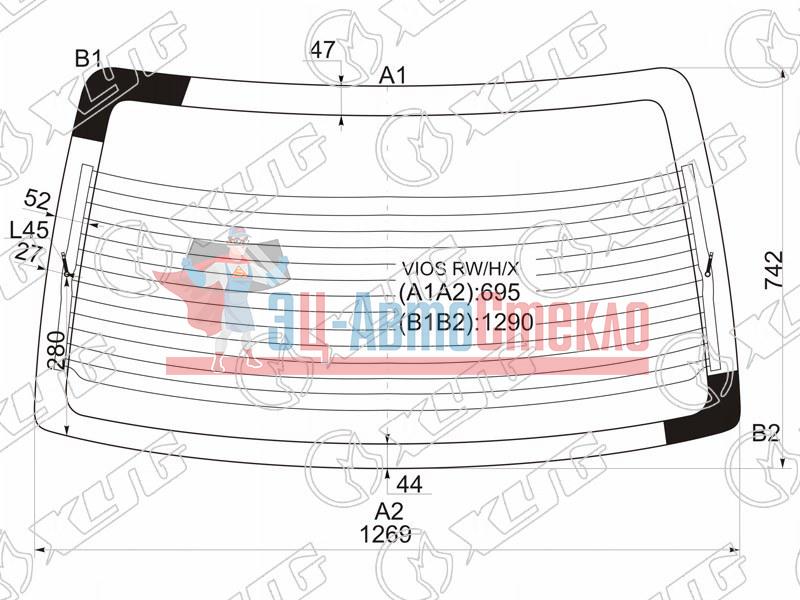 Стекло заднее с обогревом TOYOTA VIOS 02-07