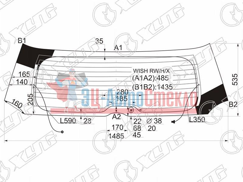 Стекло заднее с обогревом TOYOTA WISH 03-09