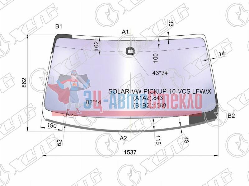 Стекло лобовое атермальное + дд VOLKSWAGEN AMAROK 09-16 (Solar-X защита от ультрафиолета)