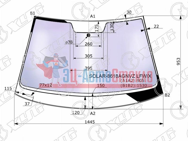 Стекло лобовое атермальное VOLKSWAGEN GOLF VII 3 /5D HBK 12- (Solar-X защита от ультрафиолета