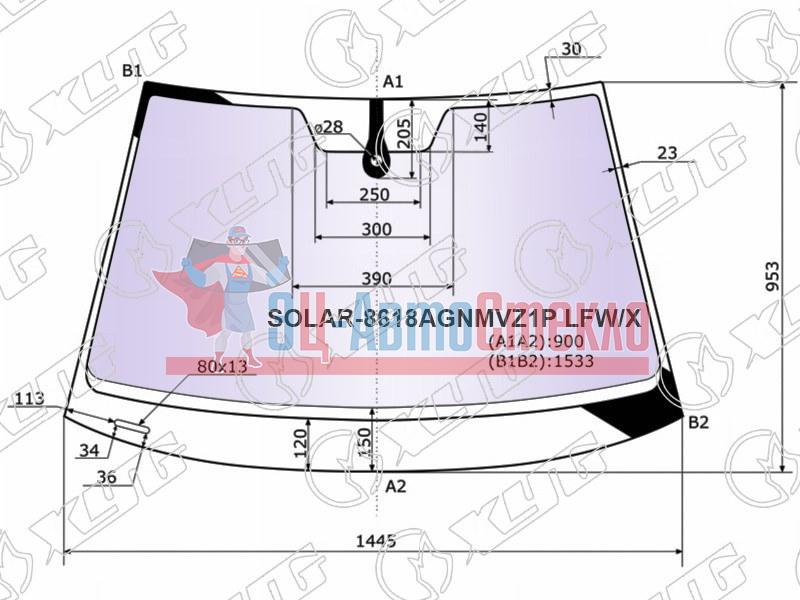 Стекло лобовое атермальное + дд VOLKSWAGEN GOLF VII 3 /5D HBK 12-17 (Solar-X защита от ультраф