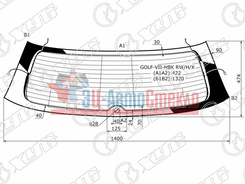 Стекло заднее с обогревом VOLKSWAGEN GOLF VII 3D HBK 12-