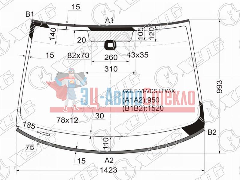 Стекло лобовое + дд VOLKSWAGEN GOLF V 3 /5D HBK 03-08 /GOLF VI 8-12