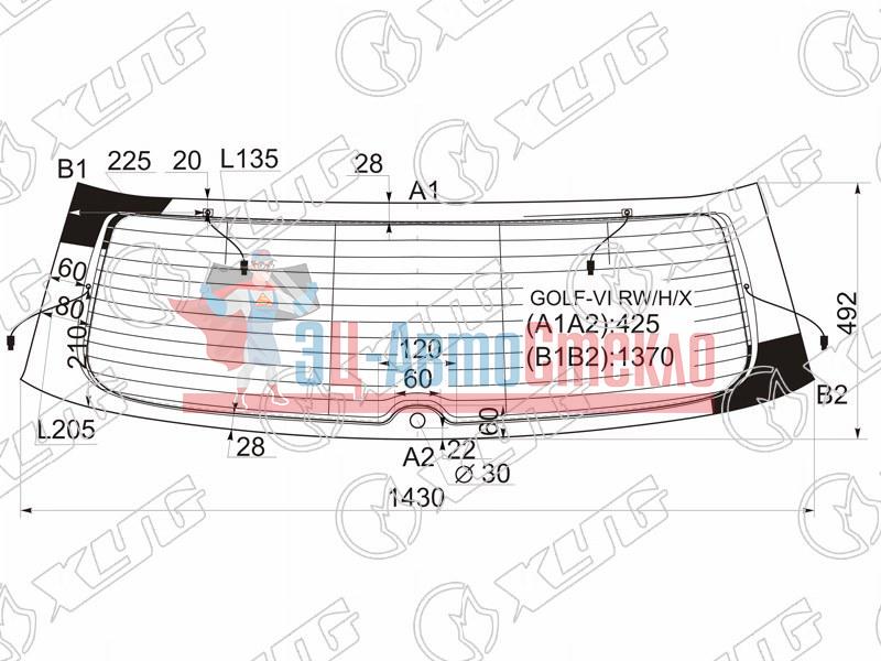 Стекло заднее с обогревом VOLKSWAGEN GOLF VI 3 /5D HBK 08-12