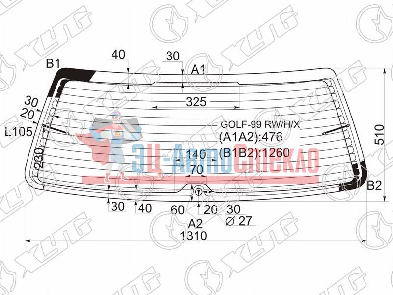 Стекло заднее с обогревом VOLKSWAGEN GOLF IV 5D HBK 97-03