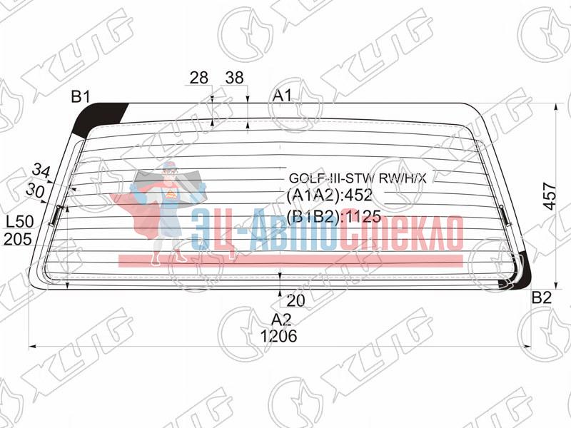 Стекло заднее с обогревом VOLKSWAGEN GOLF III 5D WGN 96-97