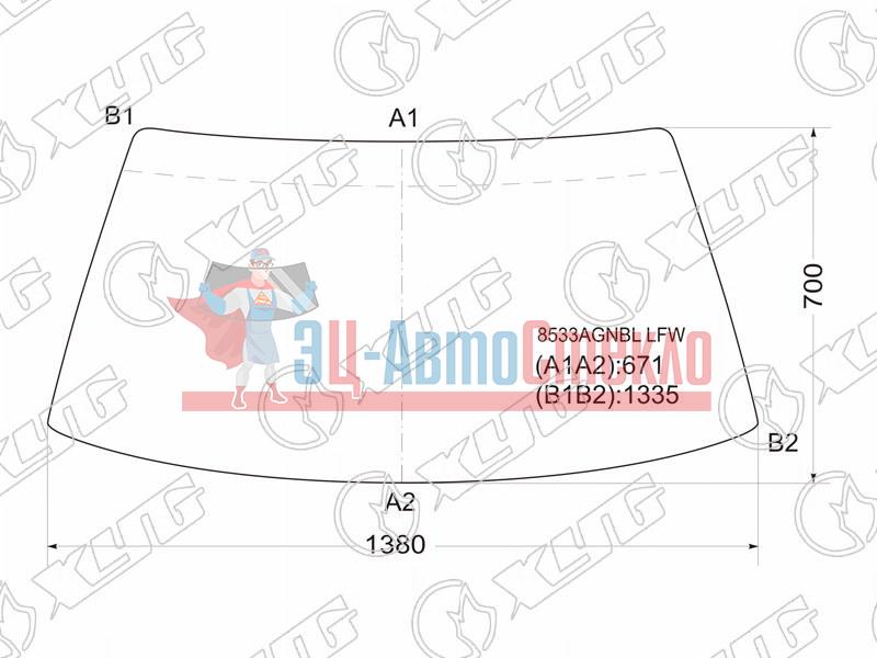 Стекло лобовое в резинку VW GOLF II HBK /JETTA SED 83-91