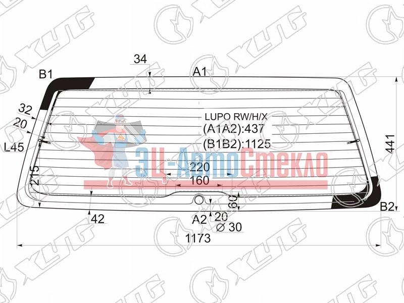 Стекло заднее с обогревом VOLKSWAGEN LUPO 3D HBK 98-00