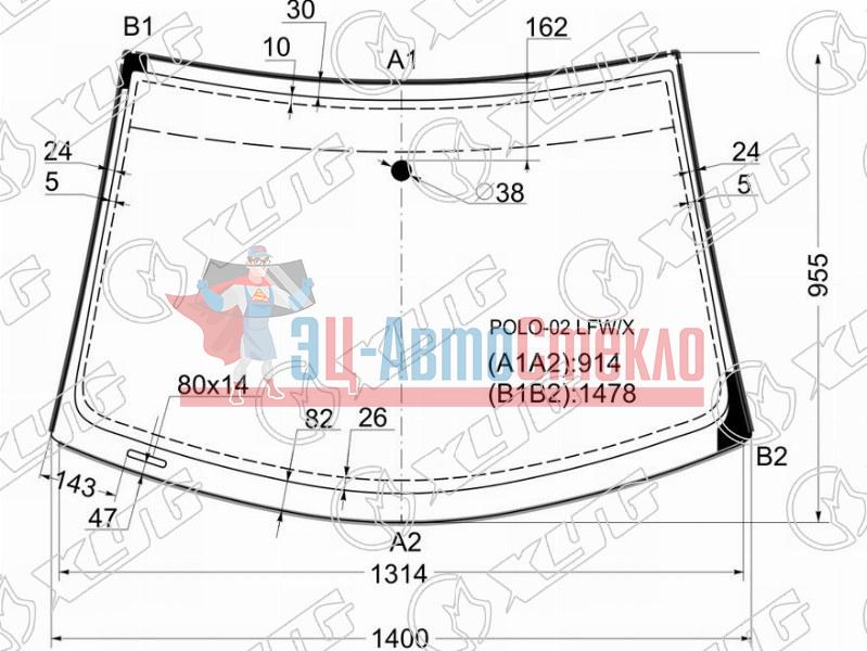 Стекло лобовое VOLKSWAGEN POLO IV 3 /5D HBK 01-09