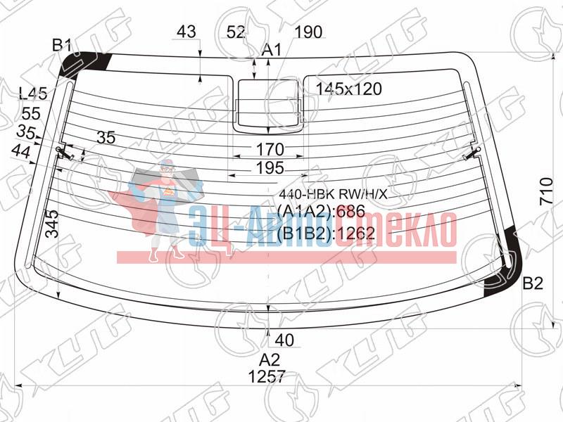 Стекло заднее с обогревом VOLVO 440 5D HBK 88-96
