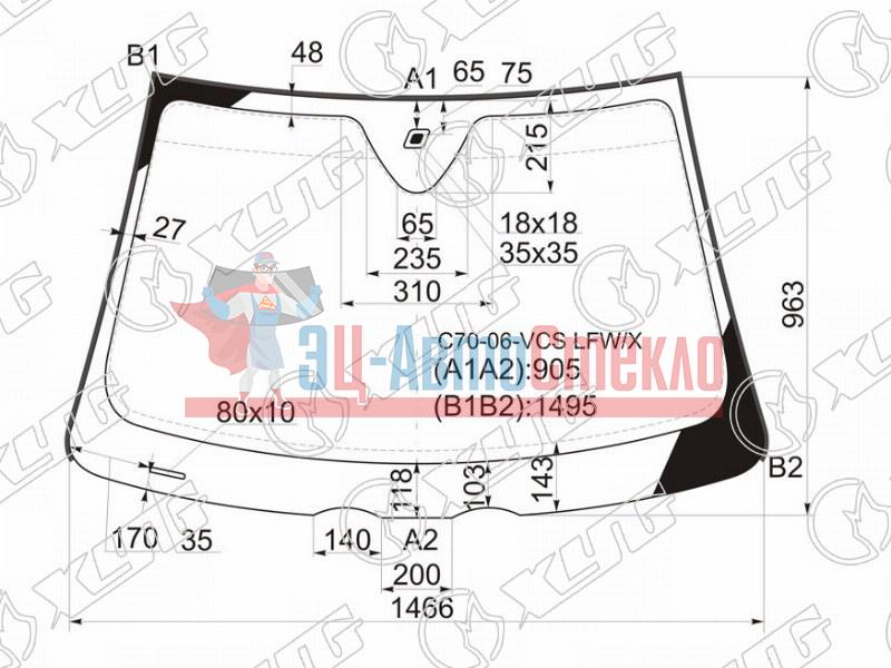 Стекло лобовое + дд VOLVO C70 2D CPE 05-13