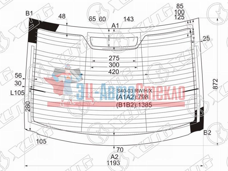 Стекло заднее с обогревом VOLVO S40 4D SED 04-12