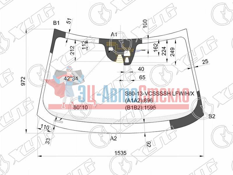 Стекло лобовое + дд + 3 камеры с обогревом камеры VOLVO S80 11-12 /VOLVO XC70 11-12
