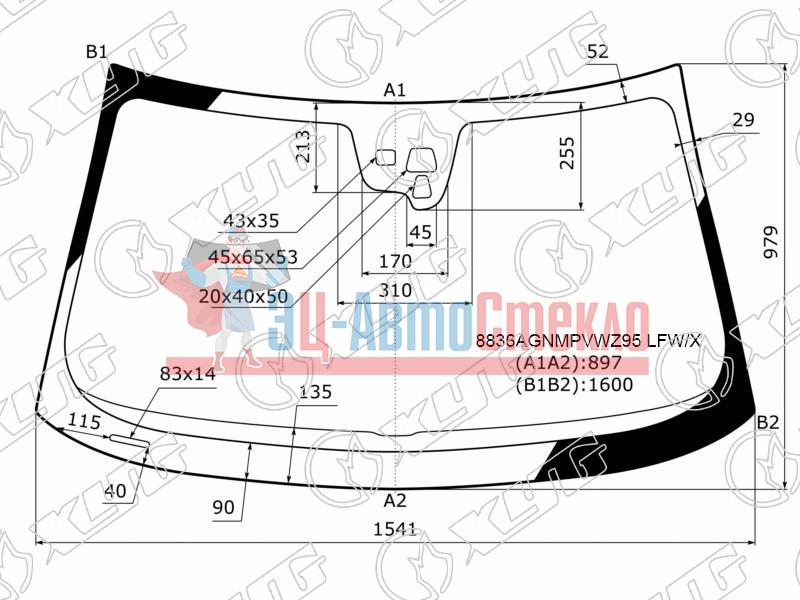 Стекло лобовое + дд (прямоугольный) + 2 камеры VOLVO S80 11-12 /VOLVO XC70 11-12