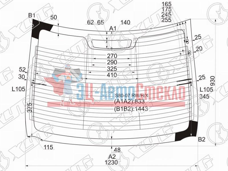 Стекло заднее с обогревом VOLVO S80 06-16