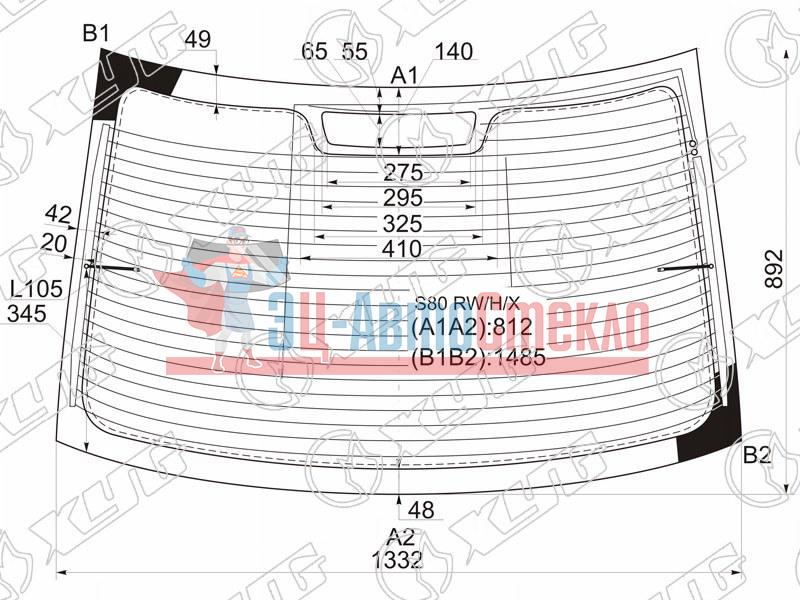 Стекло заднее с обогревом VOLVO S80 4D SED 98-06