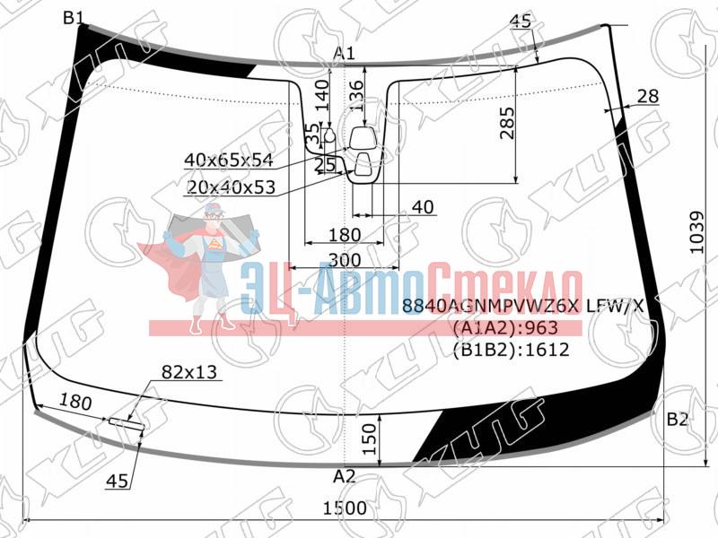 Стекло лобовое + дд (круглый) + 2 камеры VOLVO XC60 13-17