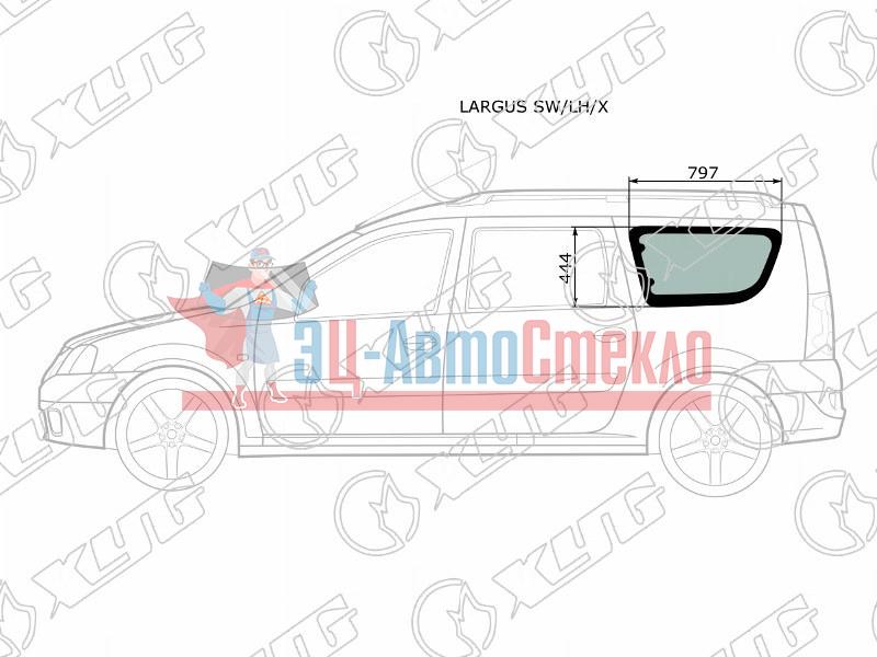 Стекло кузова (собачник) заднее левое LADA LARGUS 12-