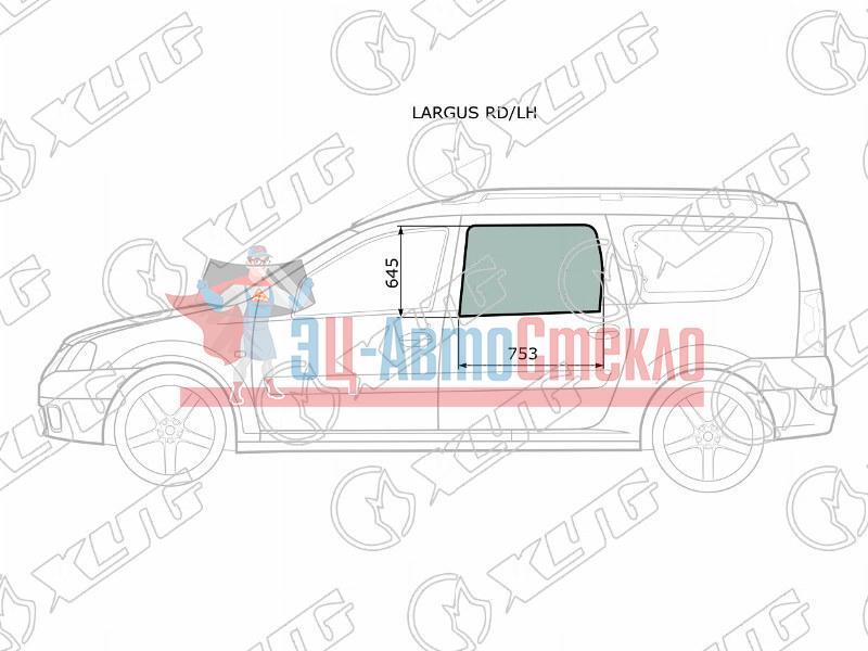 Стекло заднее левое опускное LADA LARGUS 12-