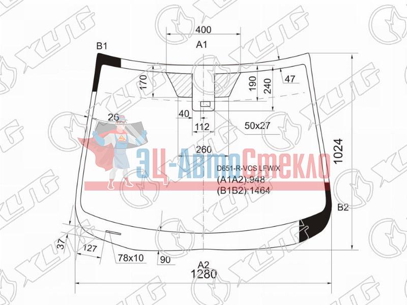 Стекло лобовое + дд MAZDA DEMIO 3 /5D 07-14