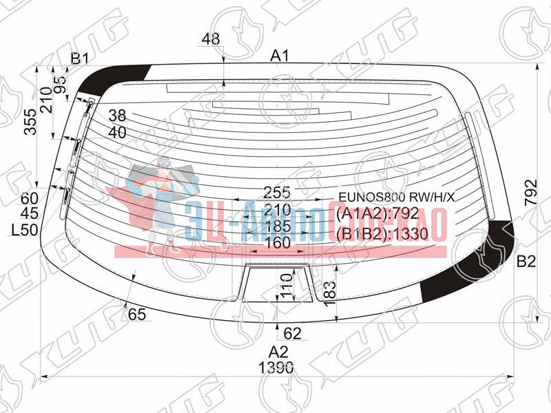 Стекло заднее с обогревом MAZDA MILLENIA 4D SED 93-03