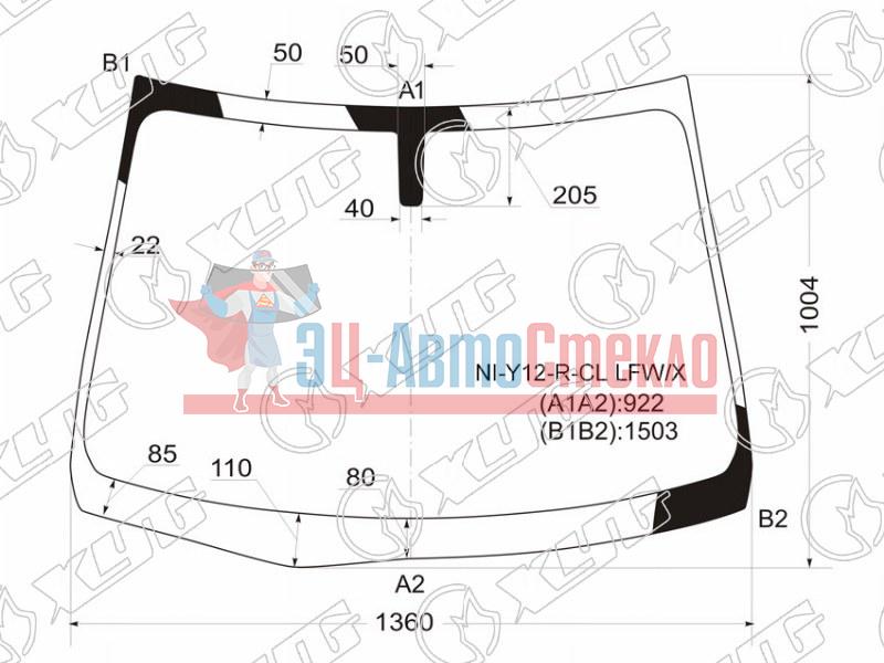 Стекло лобовое без полосы NISSAN AD /WINGROAD #Y12 06-