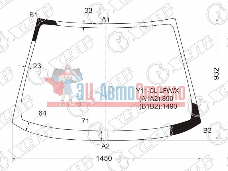 Стекло лобовое без полосы NISSAN AD /WINGROAD /MAZDA FAMILIA VAN 99-06