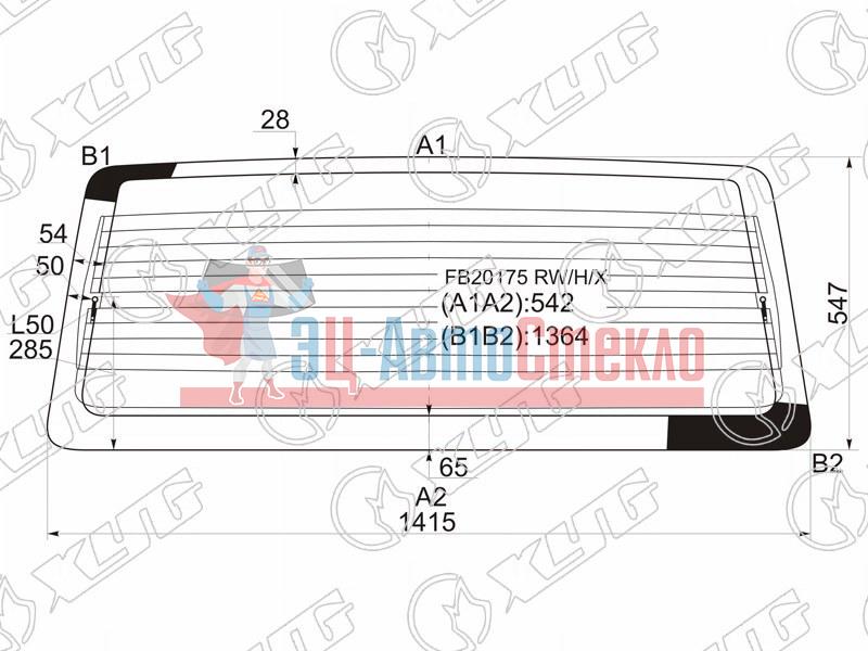 Стекло заднее с обогревом MAZDA MPV LV# 96-99