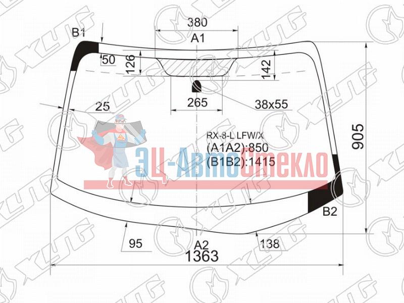 Стекло лобовое MAZDA RX-8 03-09