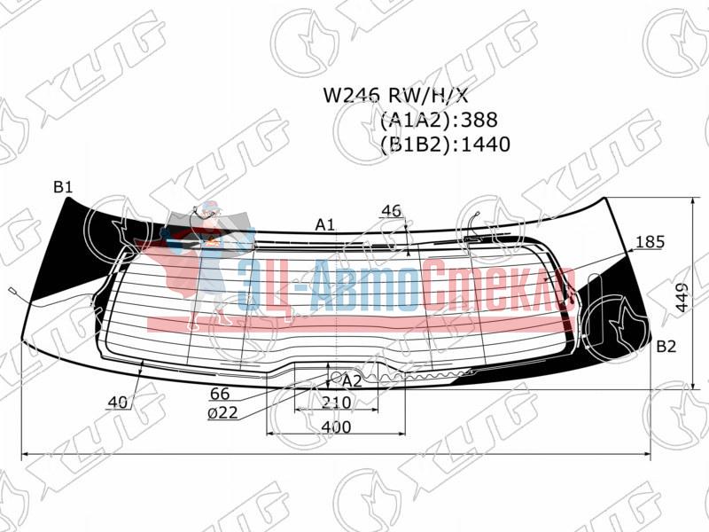 Стекло заднее с обогревом MERCEDES-BENZ B-CLASS (W246) 5D HBK 12-