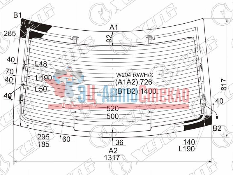 Стекло заднее с обогревом MERCEDES-BENZ C-CLASS W204 4 /5D 07-14