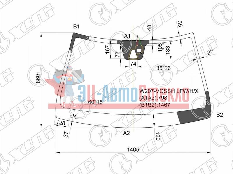 Стекло лобовое + камера + дд MERCEDES-BENZ C-CLASS CPE (C204) 11-15 /E-CLASS C207 CPE 09-16