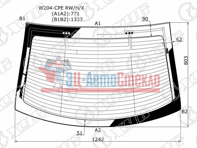 Стекло заднее с обогревом MERCEDES-BENZ C-CLASS CPE (C204) 11-15 /E-CLASS C207 CPE 09-16