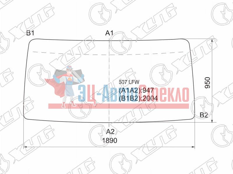 Стекло лобовое в резинку MERCEDES-BENZ T2 /507-811 /VARIO / ECOVAN LN1 86-