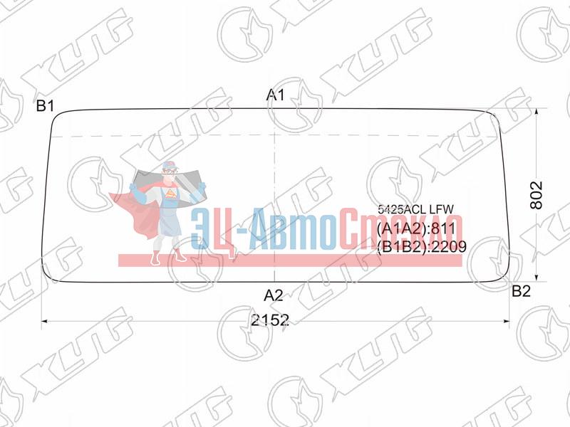 Стекло лобовое в резинку MERCEDES-BENZ LP389 AK /1626 /1638 /2432 / 813-1314 /VARIO TRUCK 80-