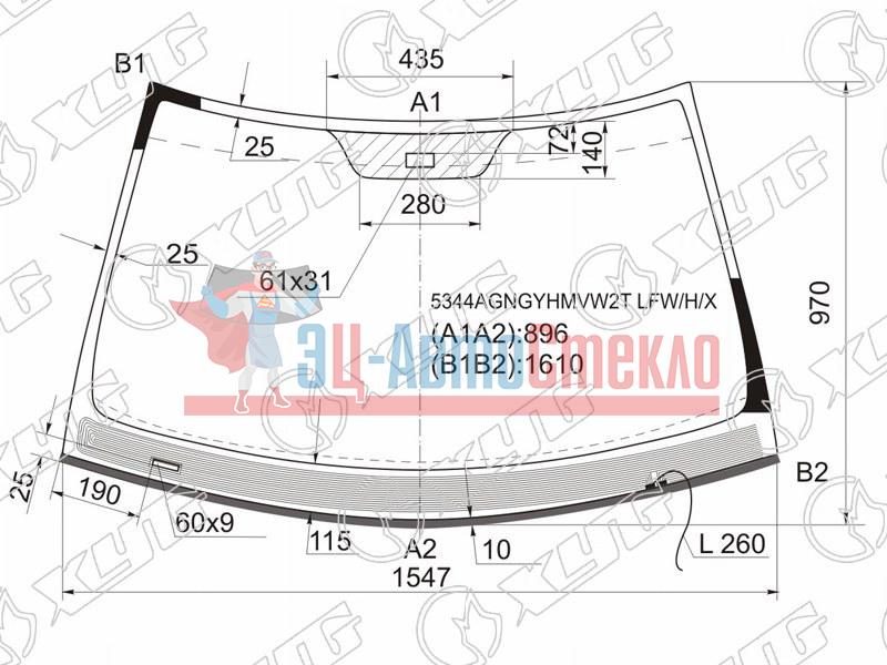 Стекло лобовое с обогревом щеток + дд MERCEDES-BENZ S-CLASS W220 03-05