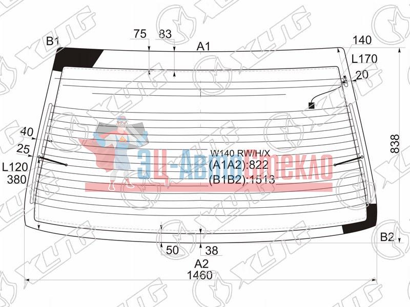 Стекло заднее с обогревом MERCEDES-BENZ S-CLASS W140 91-98
