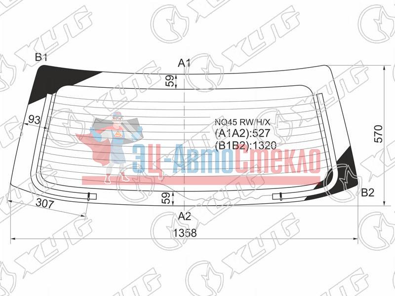 Стекло заднее с обогревом MITSUBISHI OUTLANDER CU#W 01-05
