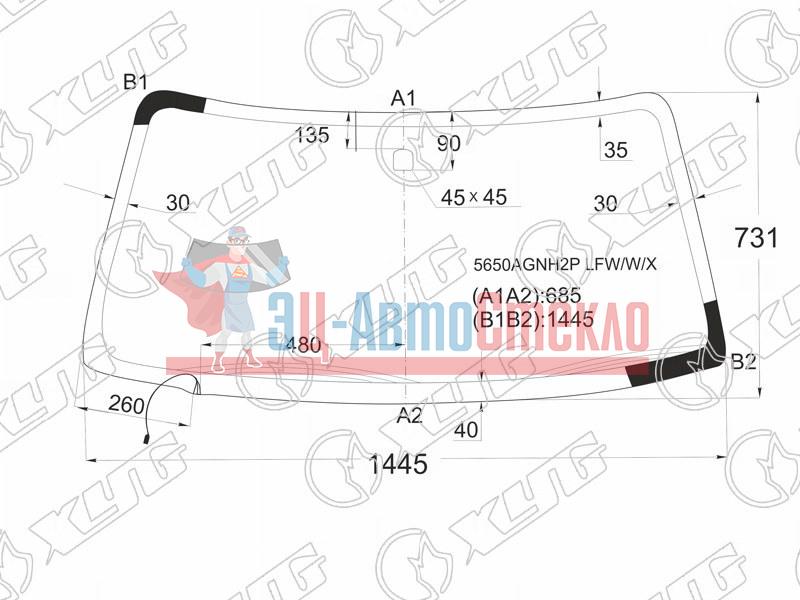 Стекло лобовое с обогревом щеток MITSUBISHI PAJERO SPORT /L200 96-08
