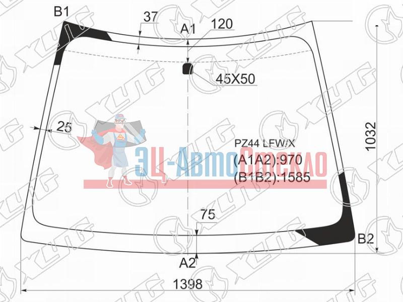 Стекло лобовое MITSUBISHI COLT Z2#A 5D HBK 02-12