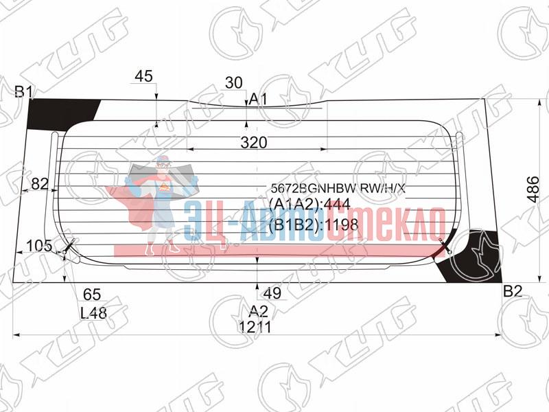 Стекло заднее с обогревом MITSUBISHI COLT Z2#A 5D HBK 04-08