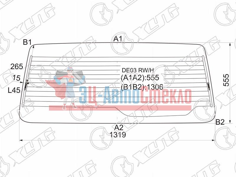 Стекло заднее с обогревом MITSUBISHI DELICA VAN WAGON 86-94