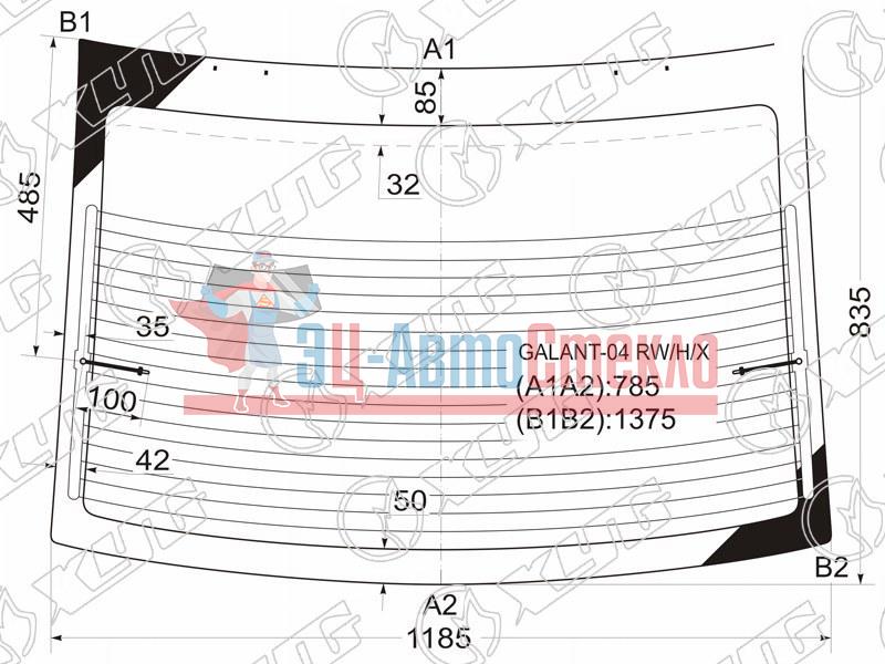 Стекло заднее с обогревом MITSUBISHI GALANT 4D SED 03-08