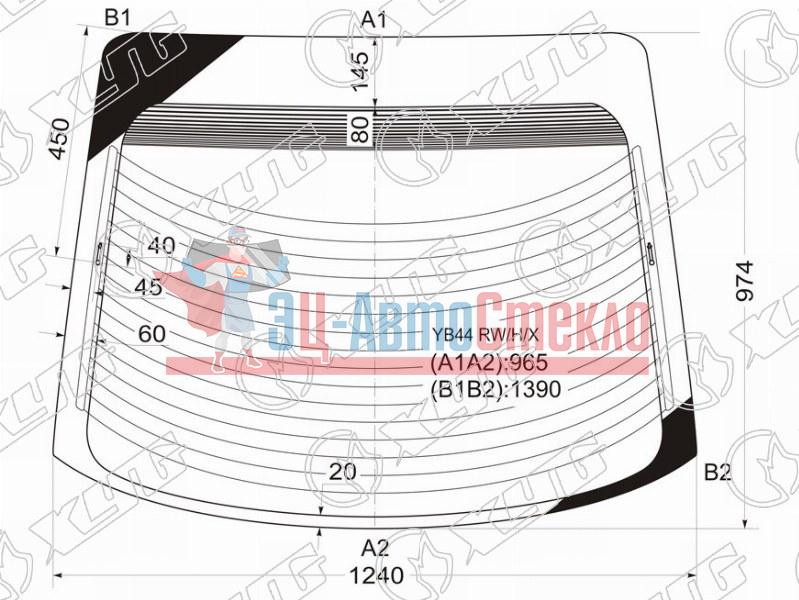 Стекло заднее с обогревом MITSUBISHI GALANT 5D HBK 92-96
